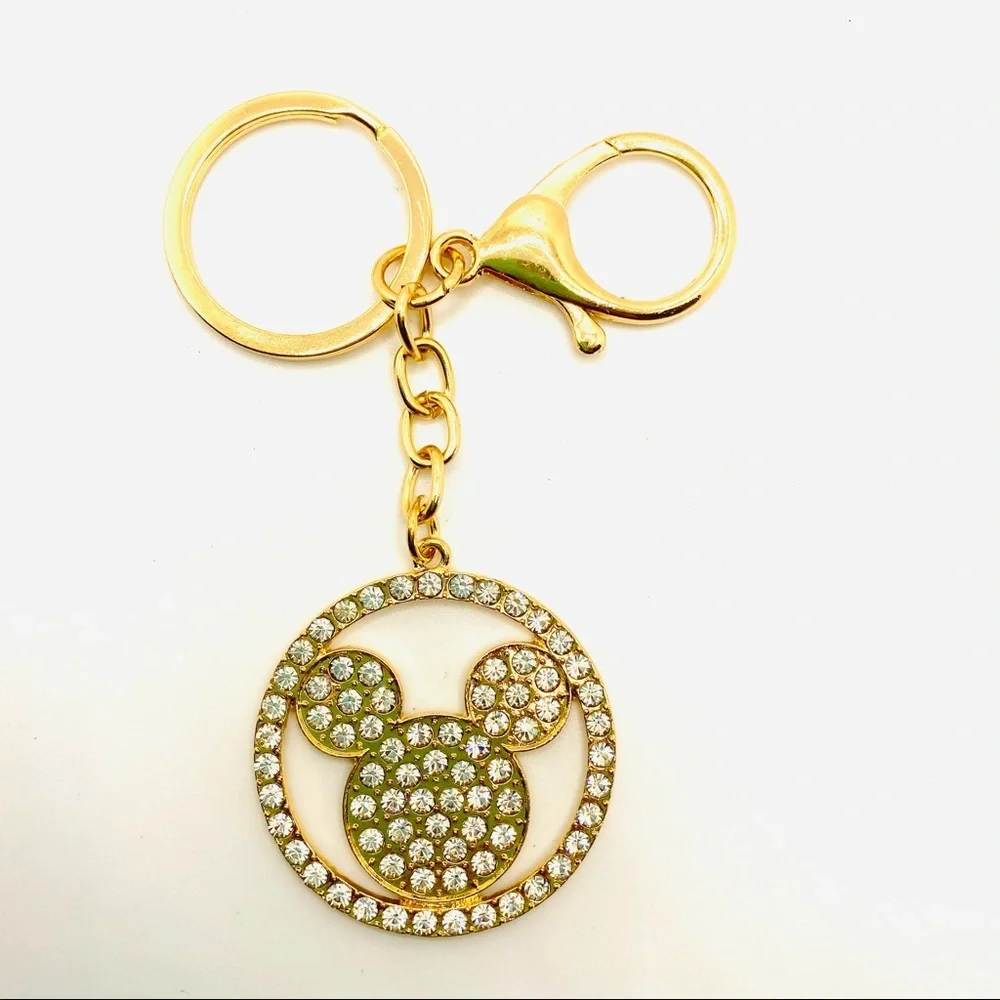 NWT Mickey Mouse Purse Charm Key Chain Crystals set in golden tone. BRAND NEW